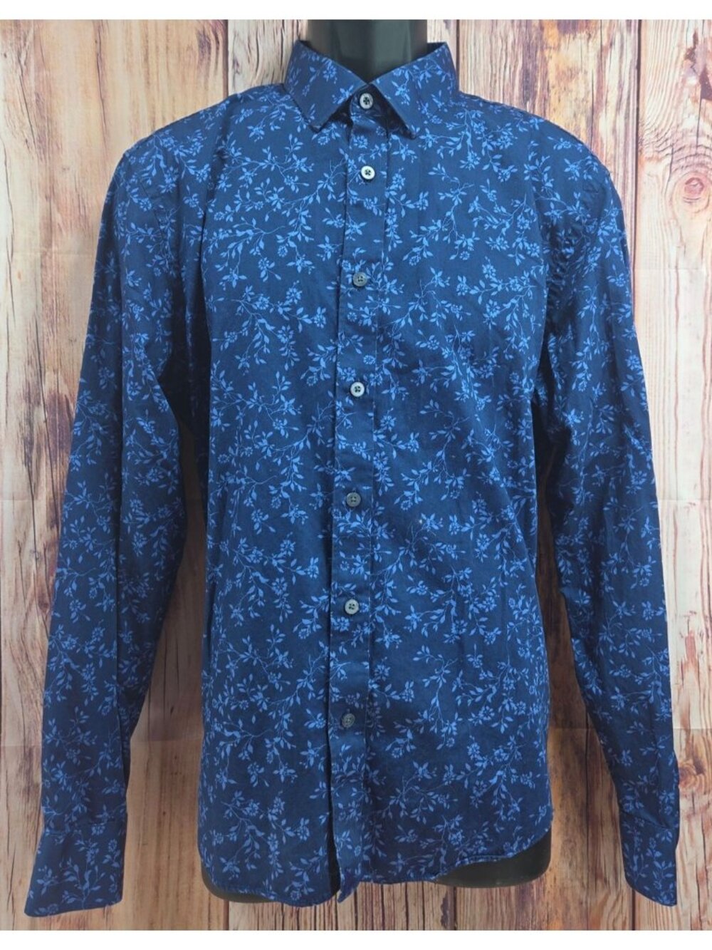 Untuckit Mens Navy Floral Button Down Shirt Size Large